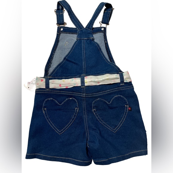 NWT Delias Girl Stretch Denim Overall /heart shape/size 8 - Picture 3 of 3